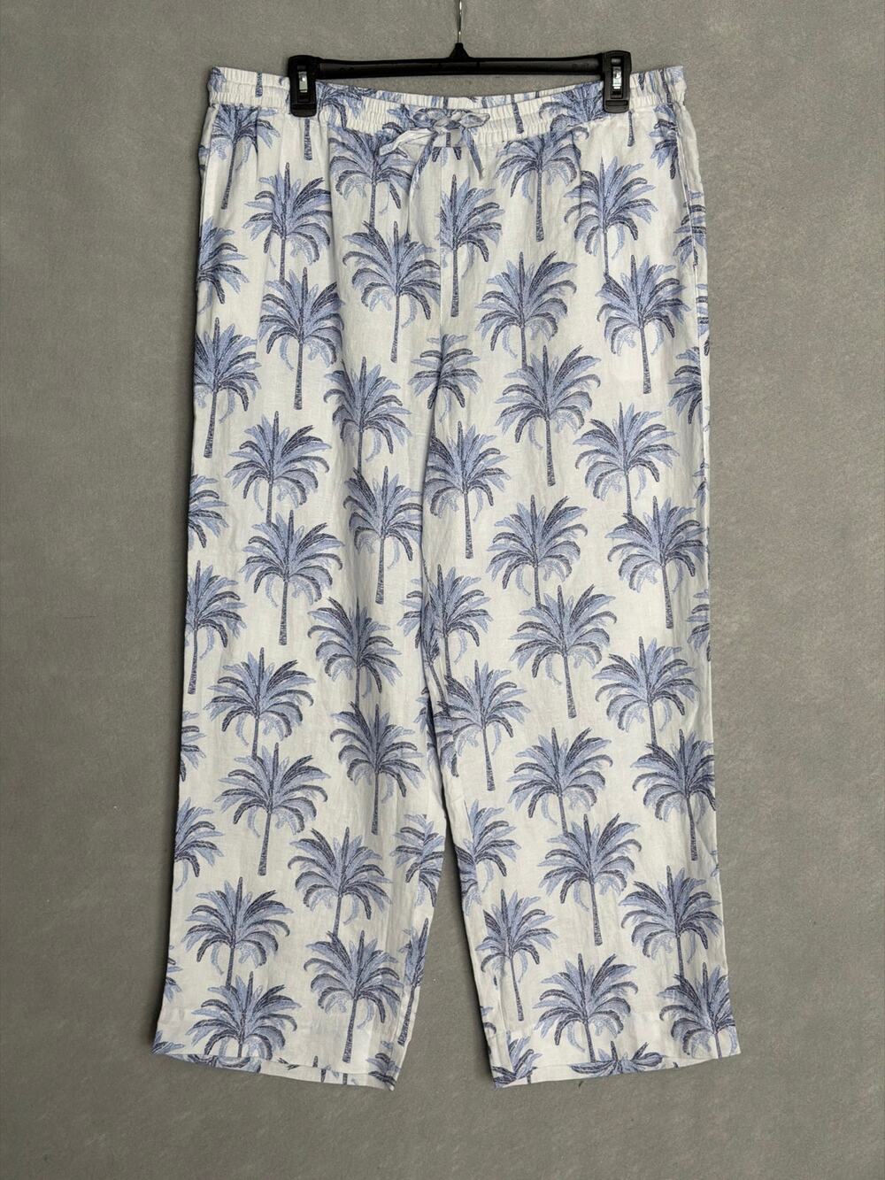 Tommy Bahama Palm Banks Easy Pant Two Palms in Sanibel Blue Women's XL NEW